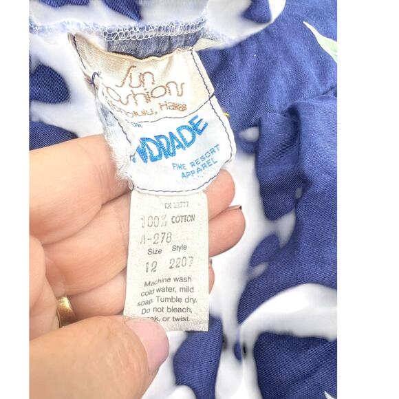 VINTAGE 70' Andrade Resort 12 L Hawaiian floral maxi dress muumuu Resort RARE - Picture 6 of 6